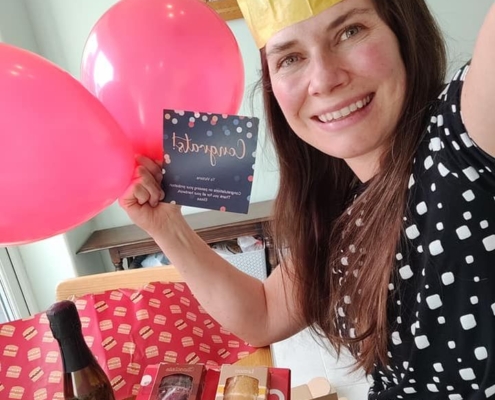 Victoria in party hat